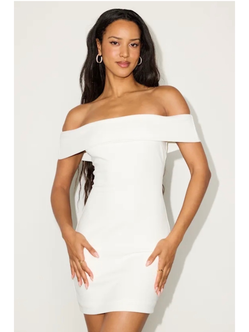 Lulus Caelion White Off Shoulder Bodycon Mini Dress Medium